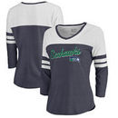 Seattle Seahawks NFL Pro Line by Fanatics Branded Women's Timeless Collection Rising Script Color Block 3/4 Sleeve Tri-Blend T-S