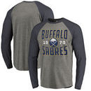 Buffalo Sabres Fanatics Branded Timeless Collection Antique Stack Big & Tall Tri-Blend Long Sleeve Raglan T-Shirt - Ash