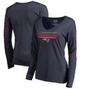 New England Patriots NFL Pro Line by Fanatics Branded Women's High Class V-Neck Long Sleeve T-Shirt - Navy