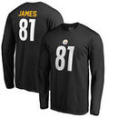 Jesse James Pittsburgh Steelers NFL Pro Line by Fanatics Branded Authentic Stack Name & Number Long Sleeve T-Shirt – Black