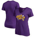 Adam Thielen Minnesota Vikings NFL Pro Line by Fanatics Branded Women's Hooked on a Thielen Slim Fit V-Neck T-Shirt – Purple