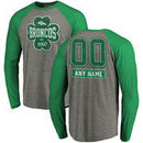 Denver Broncos NFL Pro Line by Fanatics Branded Personalized Emerald Isle Long Sleeve Tri-Blend Raglan T-Shirt - Ash
