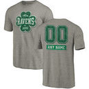 Baltimore Ravens NFL Pro Line by Fanatics Branded Personalized Emerald Isle Tri-Blend T-Shirt - Ash