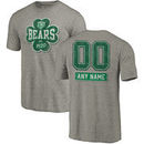 Chicago Bears NFL Pro Line by Fanatics Branded Personalized Emerald Isle Tri-Blend T-Shirt - Ash