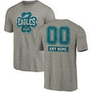 Philadelphia Eagles NFL Pro Line by Fanatics Branded Personalized Emerald Isle Tri-Blend T-Shirt - Ash