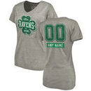 Baltimore Ravens NFL Pro Line by Fanatics Branded Women's Personalized Emerald Isle Tri-Blend V-Neck T-Shirt - Ash