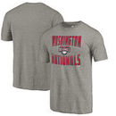Washington Nationals Fanatics Branded Cooperstown Collection Antique Stack Tri-Blend T-Shirt - Gray