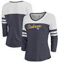 Buffalo Sabres Fanatics Branded Women's Timeless Collection Rising Script Color Block 3/4 Sleeve Tri-Blend T-Shirt - Navy