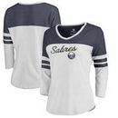 Buffalo Sabres Fanatics Branded Women's Timeless Collection Rising Script Plus Color Block 3/4 Sleeve Tri-Blend T-Shirt - White