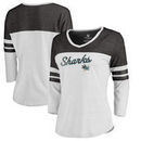 San Jose Sharks Fanatics Branded Women's Timeless Collection Rising Script Plus Color Block 3/4 Sleeve Tri-Blend T-Shirt - White