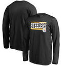 Pittsburgh Steelers NFL Pro Line by Fanatics Branded Youth Iconic Collection On Side Stripe Long Sleeve T-Shirt - Black