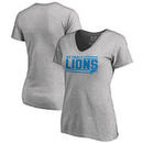 Detroit Lions NFL Pro Line by Fanatics Branded Women's Iconic Collection On Side Stripe V-Neck T-Shirt - Ash