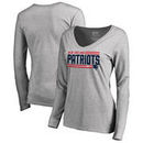 New England Patriots NFL Pro Line by Fanatics Branded Women's Iconic Collection On Side Stripe Long Sleeve V-Neck T-Shirt - Ash