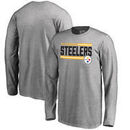 Pittsburgh Steelers NFL Pro Line by Fanatics Branded Youth Iconic Collection On Side Stripe Long Sleeve T-Shirt - Ash