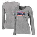 Denver Broncos NFL Pro Line by Fanatics Branded Women's Iconic Collection On Side Stripe Long Sleeve Plus Size T-Shirt - Ash
