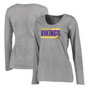 Minnesota Vikings NFL Pro Line by Fanatics Branded Women's Iconic Collection On Side Stripe Long Sleeve Plus Size T-Shirt - Ash