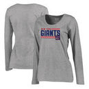 New York Giants NFL Pro Line by Fanatics Branded Women's Iconic Collection On Side Stripe Long Sleeve Plus Size T-Shirt - Ash