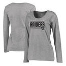 Oakland Raiders NFL Pro Line by Fanatics Branded Women's Iconic Collection On Side Stripe Long Sleeve Plus Size T-Shirt - Ash