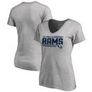 Los Angeles Rams NFL Pro Line by Fanatics Branded Women's Iconic Collection On Side Stripe Plus Size V-Neck T-Shirt - Ash