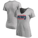 New England Patriots NFL Pro Line by Fanatics Branded Women's Iconic Collection On Side Stripe Plus Size V-Neck T-Shirt - Ash