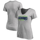 Seattle Seahawks NFL Pro Line by Fanatics Branded Women's Iconic Collection On Side Stripe Plus Size V-Neck T-Shirt - Ash