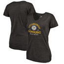 Pittsburgh Penguins Fanatics Branded Women's Timeless Collection Vintage Arch Tri-Blend V-Neck T-Shirt - Black