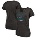 San Jose Sharks Fanatics Branded Women's Timeless Collection Vintage Arch Tri-Blend V-Neck T-Shirt - Black