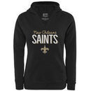 New Orleans Saints NFL Pro Line by Fanatics Branded Women's Nostalgia V-Neck Pullover Hoodie – Black