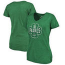 San Diego Padres Fanatics Branded Women's St. Patrick's Day Emerald Isle Tri-Blend V-Neck T-Shirt - Green