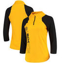 Boston Bruins G-III 4Her by Carl Banks Women's Zip It Up Quarter-Zip Long Sleeve T-Shirt – Yellow/Black