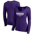 Baltimore Ravens NFL Pro Line by Fanatics Branded Women's Iconic Collection Script Assist Long Sleeve V-Neck T-Shirt - Purple