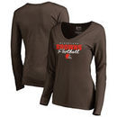 Cleveland Browns NFL Pro Line by Fanatics Branded Women's Iconic Collection Script Assist Long Sleeve V-Neck T-Shirt - Brown