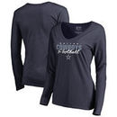 Dallas Cowboys NFL Pro Line by Fanatics Branded Women's Iconic Collection Script Assist Long Sleeve V-Neck T-Shirt - Navy