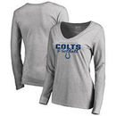 Indianapolis Colts NFL Pro Line by Fanatics Branded Women's Iconic Collection Script Assist Long Sleeve V-Neck T-Shirt - Ash
