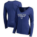 Indianapolis Colts NFL Pro Line by Fanatics Branded Women's Iconic Collection Script Assist Long Sleeve V-Neck T-Shirt - Royal