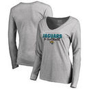 Jacksonville Jaguars NFL Pro Line by Fanatics Branded Women's Iconic Collection Script Assist Long Sleeve V-Neck T-Shirt - Ash