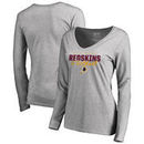 Washington Redskins NFL Pro Line by Fanatics Branded Women's Iconic Collection Script Assist Long Sleeve V-Neck T-Shirt - Ash