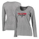 Atlanta Falcons NFL Pro Line by Fanatics Branded Women's Iconic Collection Script Assist Plus Size Long Sleeve T-Shirt - Ash