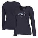 Dallas Cowboys NFL Pro Line by Fanatics Branded Women's Iconic Collection Script Assist Plus Size Long Sleeve T-Shirt - Navy