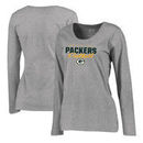 Green Bay Packers NFL Pro Line by Fanatics Branded Women's Iconic Collection Script Assist Plus Size Long Sleeve T-Shirt - Ash