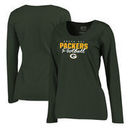 Green Bay Packers NFL Pro Line by Fanatics Branded Women's Iconic Collection Script Assist Plus Size Long Sleeve T-Shirt - Green