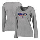 New York Giants NFL Pro Line by Fanatics Branded Women's Iconic Collection Script Assist Plus Size Long Sleeve T-Shirt - Ash
