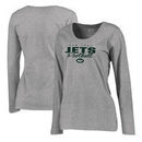 New York Jets NFL Pro Line by Fanatics Branded Women's Iconic Collection Script Assist Plus Size Long Sleeve T-Shirt - Ash