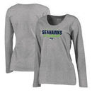 Seattle Seahawks NFL Pro Line by Fanatics Branded Women's Iconic Collection Script Assist Plus Size Long Sleeve T-Shirt - Ash