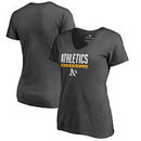 Oakland Athletics Fanatics Branded Women's Win Stripe V-Neck T-Shirt - Ash