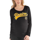 Boston Bruins Touch by Alyssa Milano Women's Yardline Maternity Long Sleeve Tri-Blend T-Shirt – Black