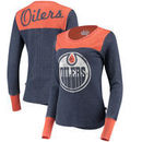Edmonton Oilers Touch by Alyssa Milano Women's Blindside Thermal Long Sleeve Tri-Blend T-Shirt – Navy