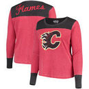 Calgary Flames Touch by Alyssa Milano Women's Plus Size Blindside Tri-Blend Long Sleeve Thermal T-Shirt - Red/Black