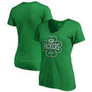 Green Bay Packers NFL Pro Line by Fanatics Branded Women's St. Patrick's Day Emerald Isle Ladies Plus Size V-Neck T-Shirt - Kell