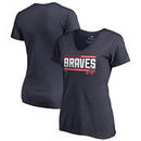 Atlanta Braves Fanatics Branded Women's Onside Stripe V-Neck T-Shirt - Navy